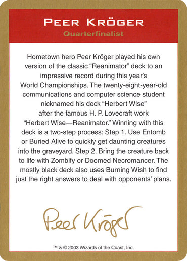 Peer Kröger Bio [World Championship Decks 2003]
