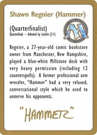 1996 Shawn Hammer' Regnier Biography Card [World Championship Decks]