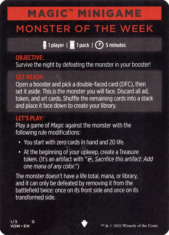 mtg minigame cards Monster of The Week (Magic Minigame) [Innistrad: Crimson Vow Minigame]