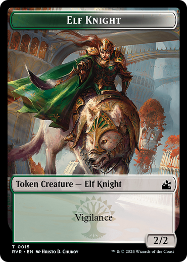 Elf Knight // Wurm Double-Sided Token [Ravnica Remastered Tokens]