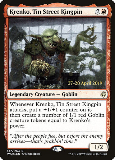 Krenko, Tin Street Kingpin  [War of the Spark Prerelease Promos]